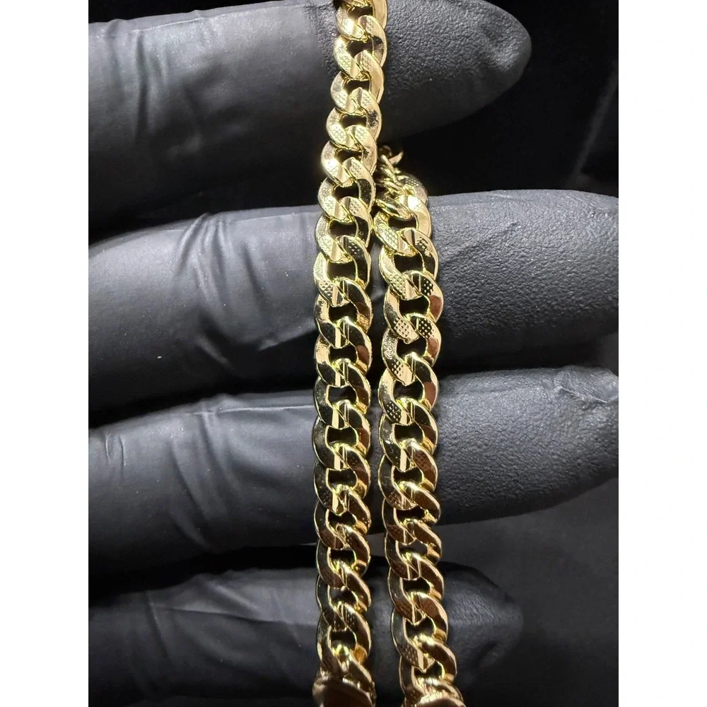 concave cuban gold layered bracelet 9 inch 6.5 mm lobster clasp